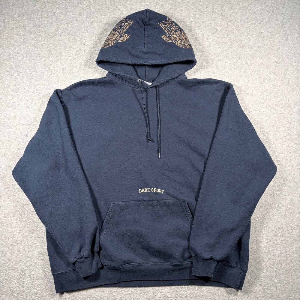 Champion x Darc Sport Hoodie Mens 2XL Blue Limited Edition Wolf Graphic Pullover